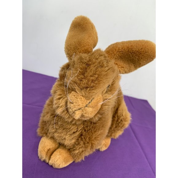 Brown Bunny White Tail Brown Plastic Eyes Clear Plastic Whiskers, 9 inch stuff, - Picture 2 of 11